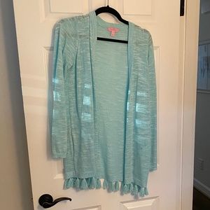Lilly Pulitzer Light Blue Open-Front Sweater